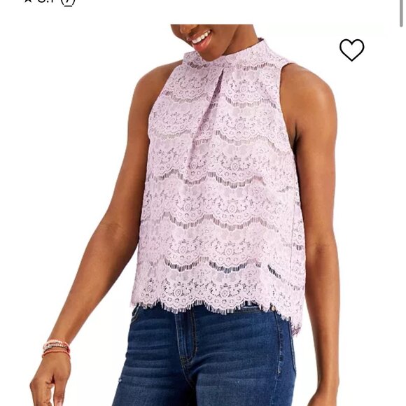 Love, Fire Mock Neck Mauve Lace Tank Top Womens/Juniors Size S - Picture 11 of 11